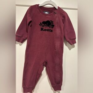 Roots Baby Original Cooper Beaver Romper in Burgundy